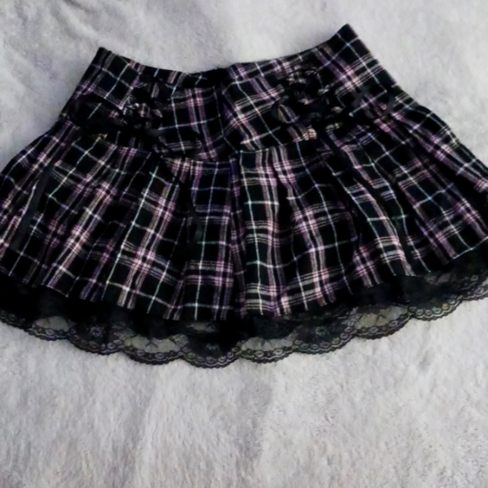 Pink and Black Mathgoth Pleated Skirt